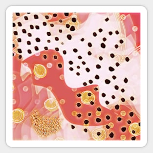 pink coral gold brown abstract digital painting Sticker